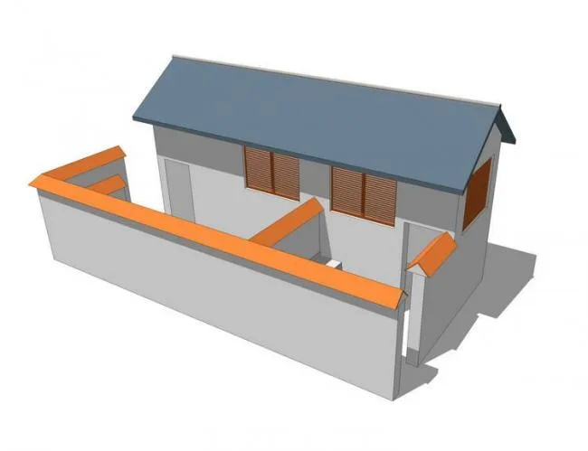 Modern Park Toilet Sketch Model with Sloping Roof in SketchUp