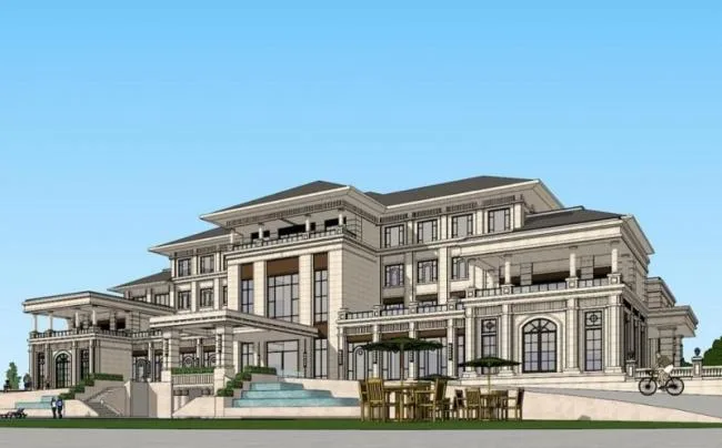 Sketchup Business Model | Multi story Clubhouse, Classical Style