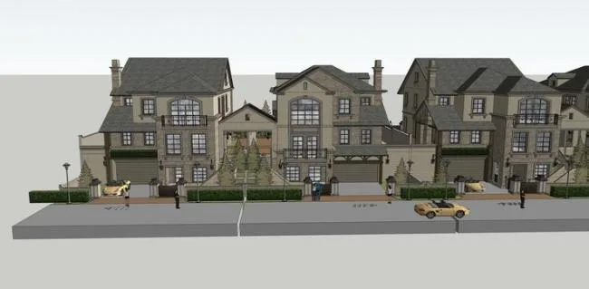 Sketchup Villa Model | Single Family Villa Cluster, French Neoclassical Style