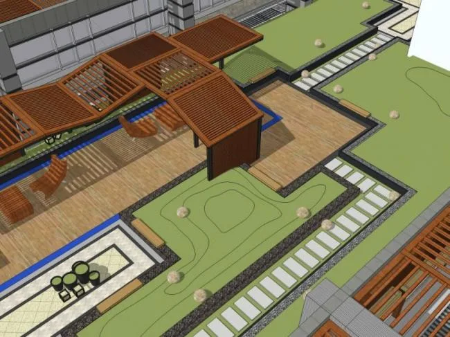 Modern Roof Garden Landscape Model in SketchUp