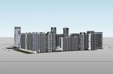 Modern High-Rise Residential Complex | SketchUp Architectural Model-BIM WORLD