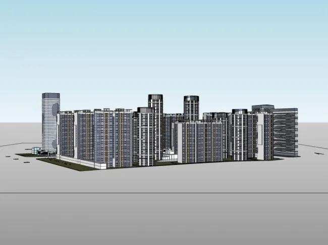 Modern High-Rise Residential Complex | SketchUp Architectural Model