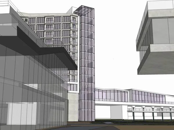 SketchUp Complex Model: Multi-Story High-Rise Office, Hotel, and Commercial Building in Modern Style