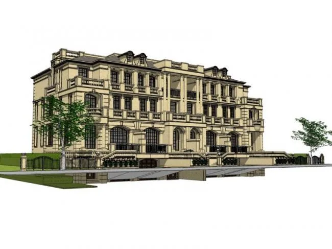 Sketchup Villa Model | Row Villa, French Classical Style