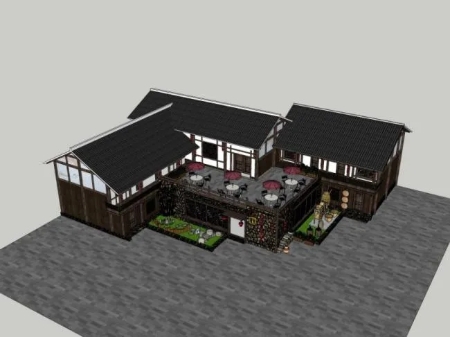 Sketchup Business Model | Visitor Center, Chinese Style