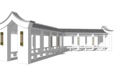 SketchUp Material Models: Corridor Design in Modern Chinese Style-BIM WORLD