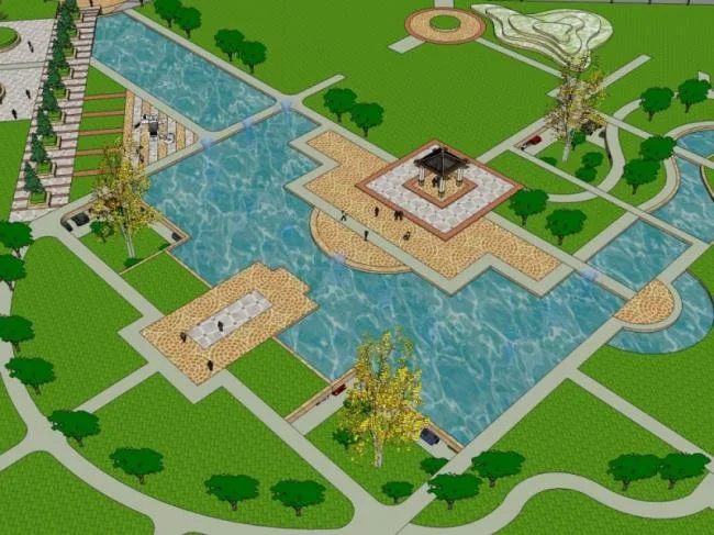 Sketchup Landscape Model | Community Landscape, Residential Landscape, Classical Style