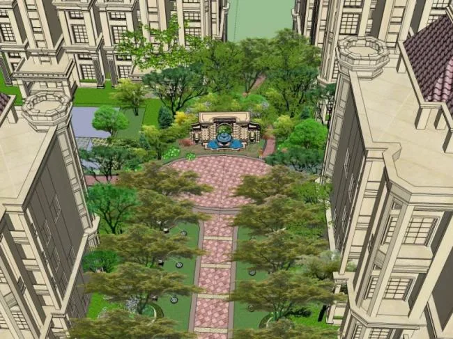 Sketchup Landscape Model | Community Landscape, Residential Landscape, Classical Style