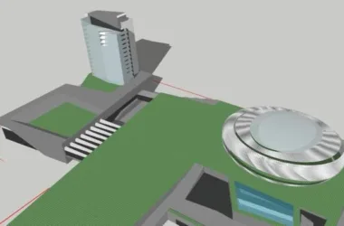 Modern Multi-Story Gymnasium Model | Zhoushan Putuo Sports Center in SketchUp-BIM WORLD