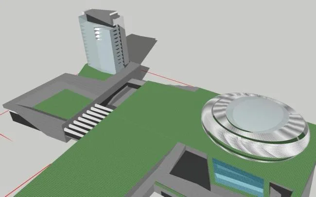 Sketchup Gymnasium Model | Multi story Gymnasium, Zhoushan Putuo Sports Center, Modern Style