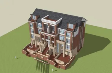 Double-Split Villa SketchUp Model in Modern Chinese Style-BIM WORLD