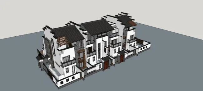 Sketchup Villa Model | Row Villa, Chinese Style