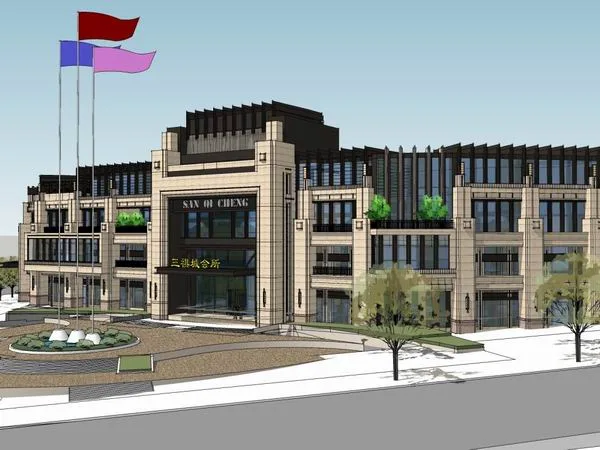 Sketchup Business Model | Multi story Sanqi City Club, Commercial, Classical Style