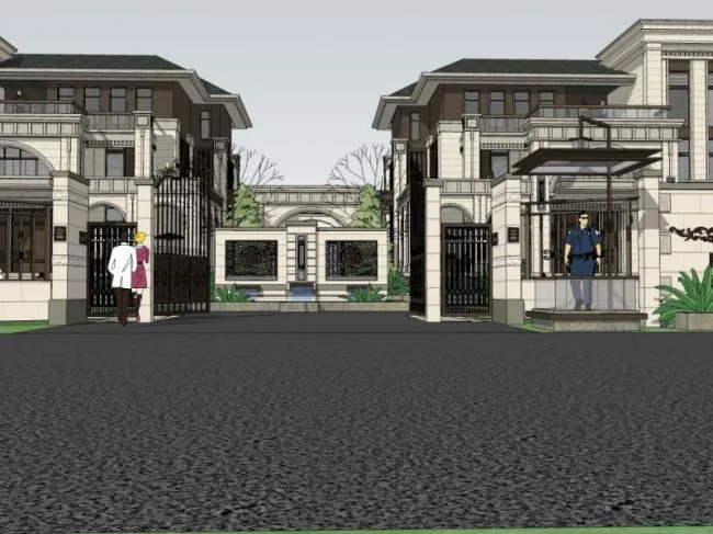 Sketchup Villa Model | Twin Villa, Classical Style
