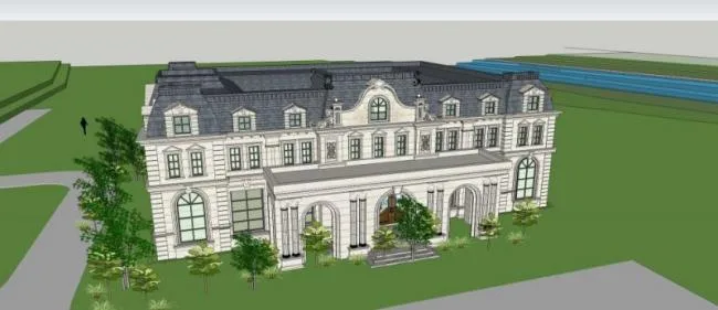 Sketchup Business Model | Low rise Sales Office Clubhouse, European Classical Style