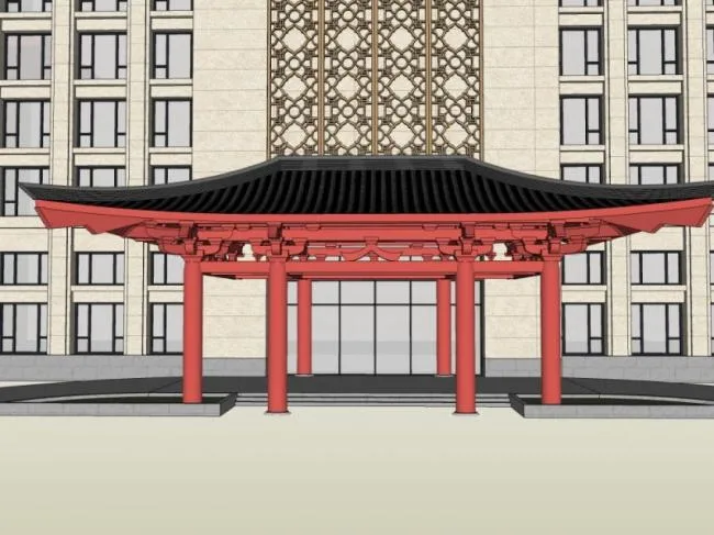 Sketchup Hotel Model | Multi story Hotel, Modern Chinese Style
