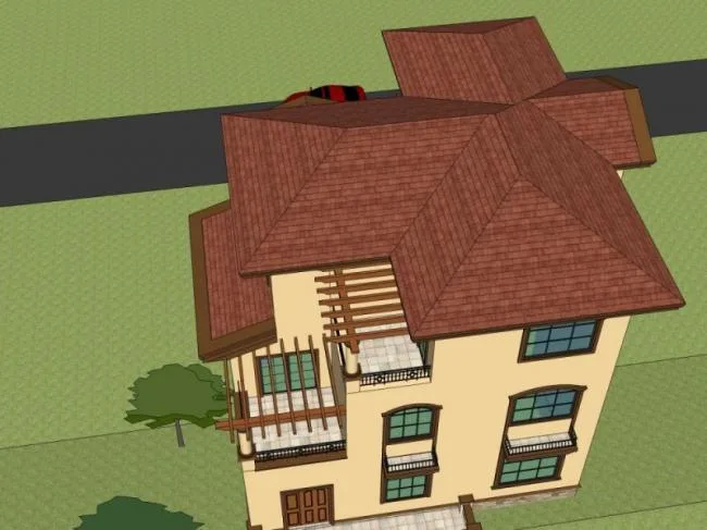 Sketchup Villa Model | Single Family Villa, Classical Style