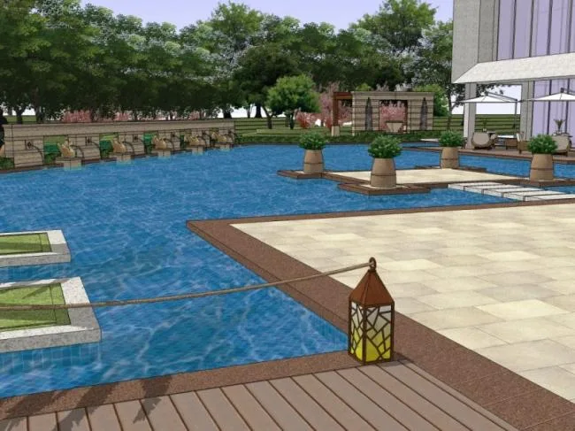 Sketchup Landscape Model | Square Landscape, Modern Style