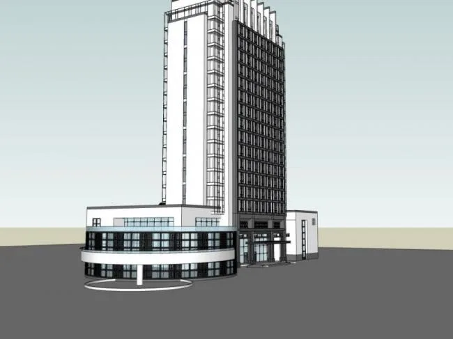 Sketchup Hotel Model | High rise Hotel, Modern Chinese Style