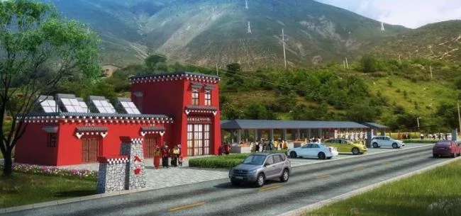 Sketchup Station Road and Bridge | Multi story Post Station, Modern Chinese Style