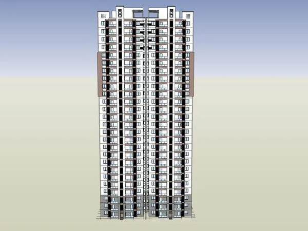 Sketchup Residential Model | High rise residential building, classical style, 27 floors