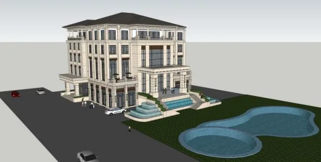 Sketchup Business Model | Multi story Club, European Classical Style