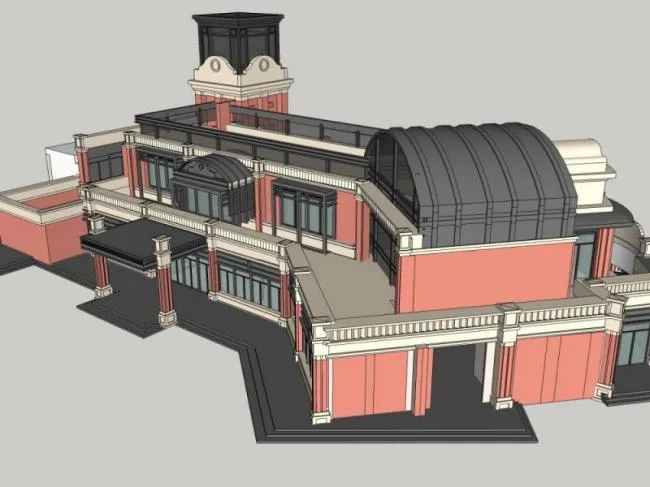 Sketchup Business Model | Low Level Clubhouse, Modern Style