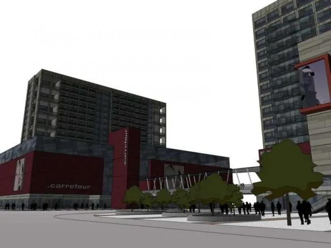 Sketchup Complex Model | Multi story High rise Complex, Commercial Street, Shopping Center, Residential, Office, Modern Style