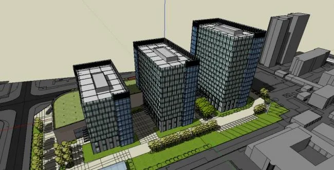 Modern Multi-Story Office Building Model in SketchUp