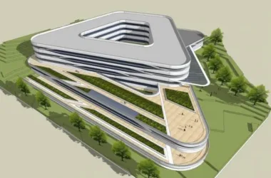 Modern Multi-Story Office Building on a Small Hilltop | SketchUp Model-BIM WORLD