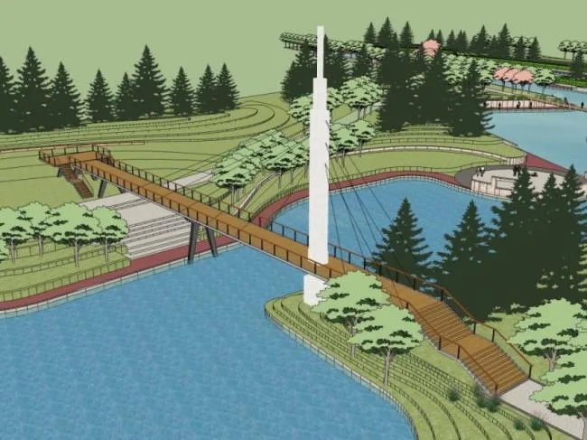 Sketchup Landscape Model | Waterfront Landscape, Modern Style