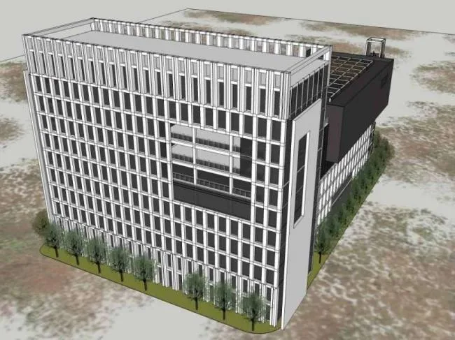 Sketchup office model | Wuhuan Technology's biological desulfurization project in Changcheng Park Industrial, a multi story high-rise office building with a modern style