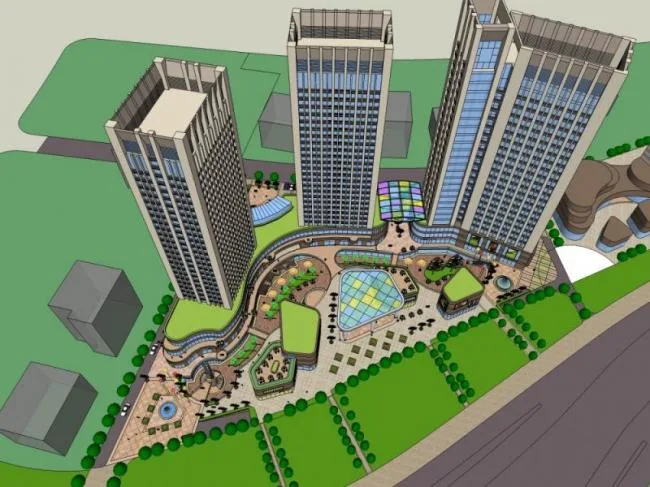 Sketchup Complex Model | Multi story Commercial Complex, Residential, Office, Hotel, Classical Style