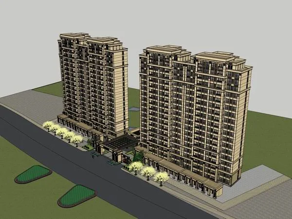 Sketchup Residential Model | High rise Residential, Bottom Commercial, Classical Style