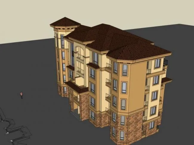 Sketchup Residential Model | Multi-story Residential Building, Classical Style