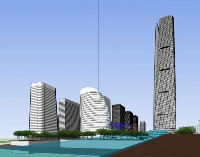 Sketchup Complex Model | A city's railway station square and super high-rise complex, office building, modern style