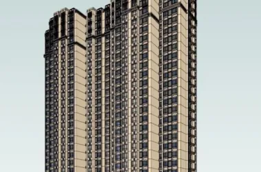 SketchUp Residential Model: Western Neoclassical High-Rise with One Staircase Serving Five Units-BIM WORLD