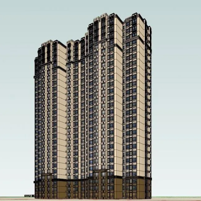 Sketchup Residential Model | High rise residential building, one staircase five households, residential building, Western neoclassical style