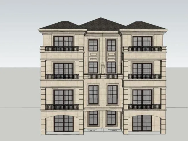 Sketchup Villa Model | Twin Villa, Classical Style