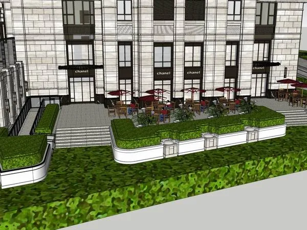 SketchUp Complex Model: High-Rise Mixed-Use Development with Clubhouse, Office, Commercial, and Residential Spaces in Classical Style