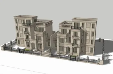 Double Split Villa SketchUp Model | Neoclassical Simplified European Design-BIM WORLD