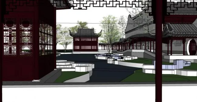 Sketchup Residential Model | Landscape Architecture, Chinese Style, Landscape, Pavilion, Multi story Attic