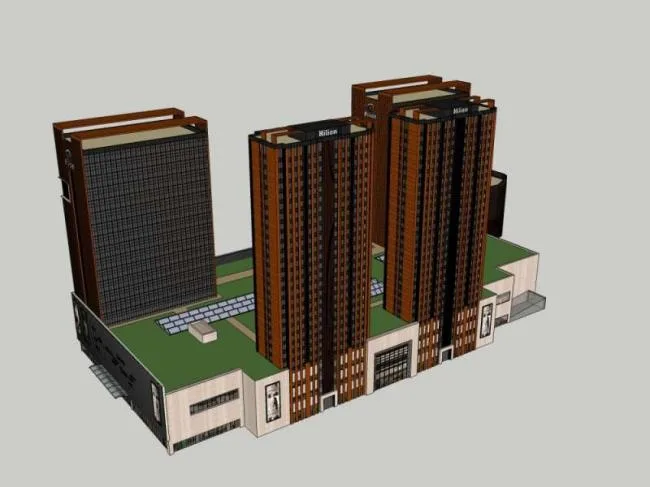 Sketchup Complex Model | Multi story High rise Complex, Office, Ground Floor Commercial, Hotel, Apartment, Classical Style