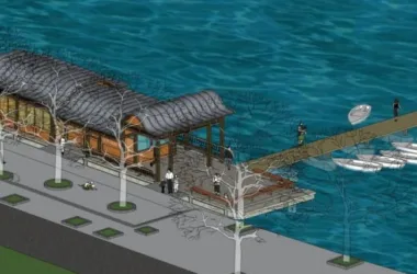 SketchUp Landscape Design: Waterfront Teahouse in Oriental Neoclassical Chinese Style-BIM WORLD