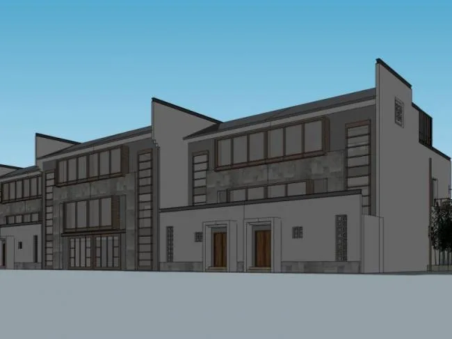 Sketchup Villa Model | Row Villa, Oriental Neoclassical