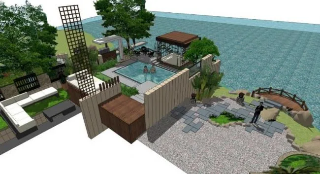 Sketchup Landscape Model | Courtyard Landscape, Modern Style, Modern Courtyard Landscape