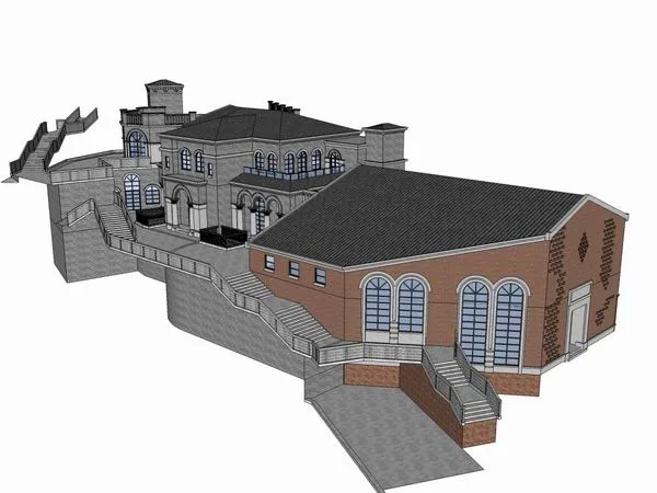 Sketchup Business Model | Multi story street side shops, commercial, classical style