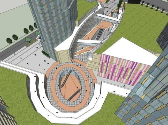 Sketchup Complex Model | Super high-rise office building, ground floor commercial, complex, modern style