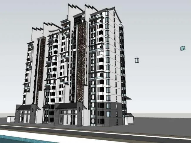 SketchUp Residential Models: High-Rise Buildings with Chinese Architectural Style
