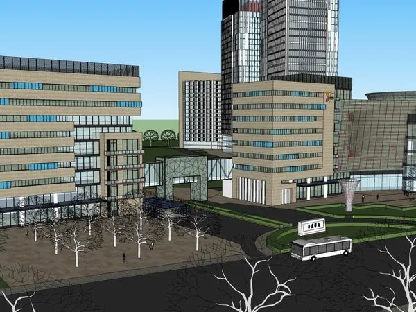 Sketchup Complex Model | Multi story High rise Complex, Office Building, Commercial, Modern Style